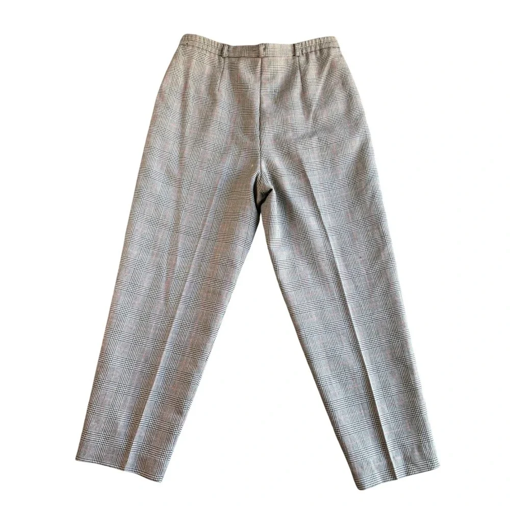 Requirements Wool Plaid Pants Mens Size 10 Pleated Trousers Gray Red